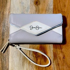 Jessica Simpson Cream and Gray Leather Wallet
